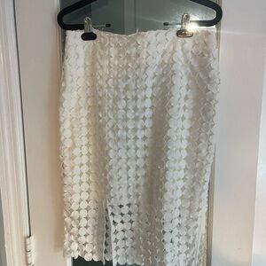 White House Black Market White Circle Pattern Pencil Skirt